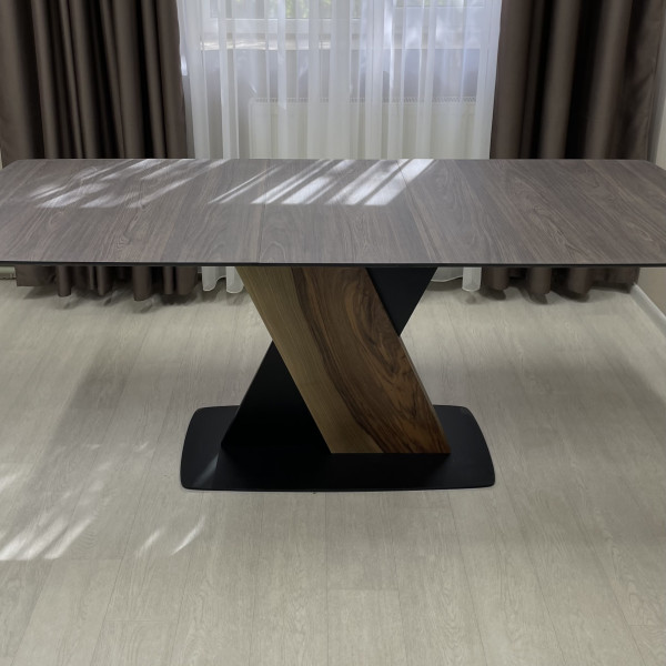 Rectangular folding table X-FORM made of compact laminate 