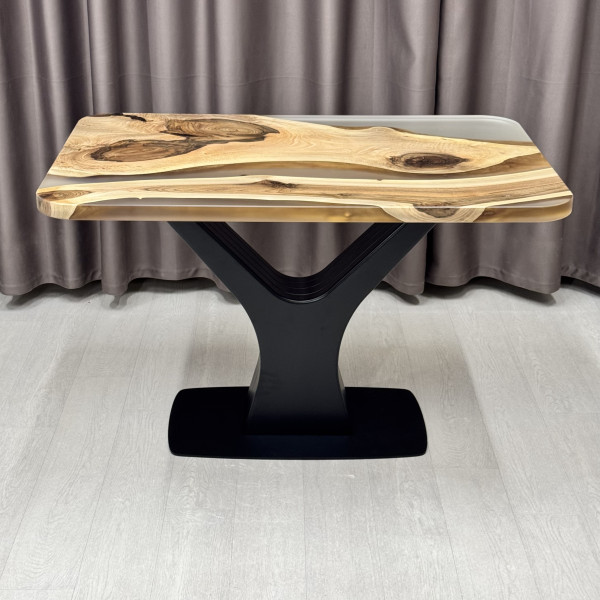 Dining table “Y-FORM” Walnut wood with transparent epoxy resin