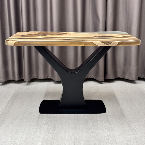 Dining table “Y-FORM” Walnut wood with transparent epoxy resin