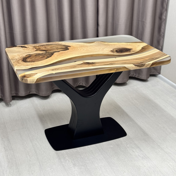 Dining table “Y-FORM” Walnut wood with transparent epoxy resin