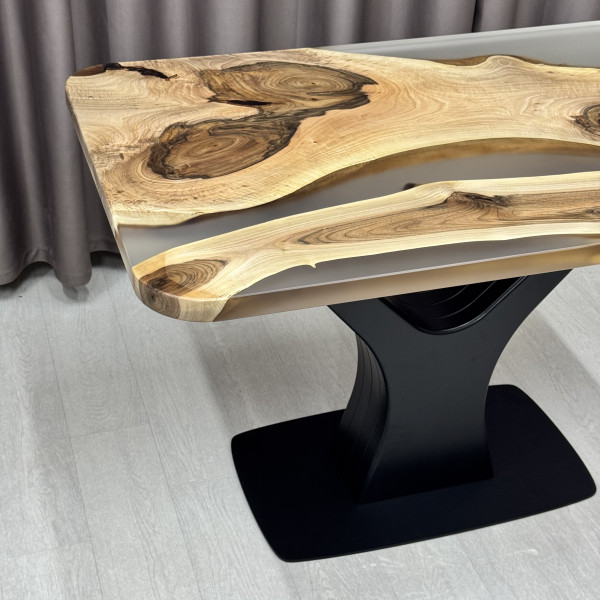 Dining table “Y-FORM” Walnut wood with transparent epoxy resin