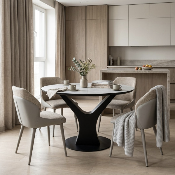 Round folding table Y-FORM made of HPL